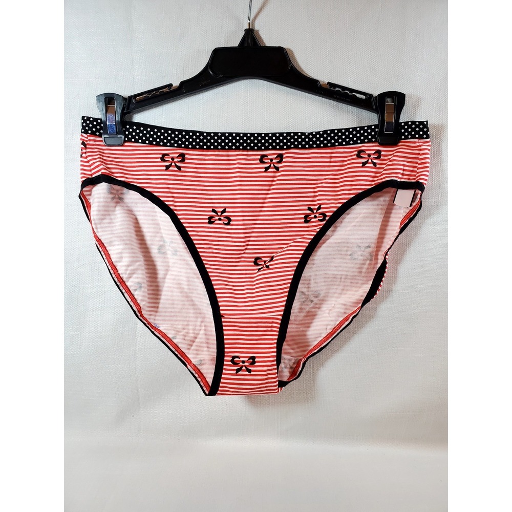 Victoria's Secret High Leg Brief Panties Striped Bow Print ● Medium ●‎ NWT